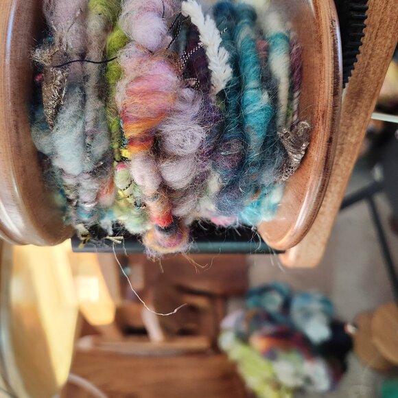 Yarn, Art Yarn, super fine wool, hand spun, 3.32oz, soft and colorful. - Picture 3 of 3